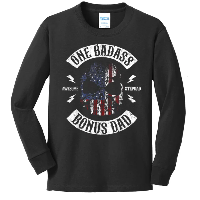 One Badass Bonus Stepdad Birthday Step Dad Fathers Day Gift Kids Long Sleeve Shirt