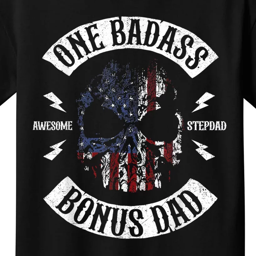 One Badass Bonus Stepdad Birthday Step Dad Fathers Day Gift Kids T-Shirt