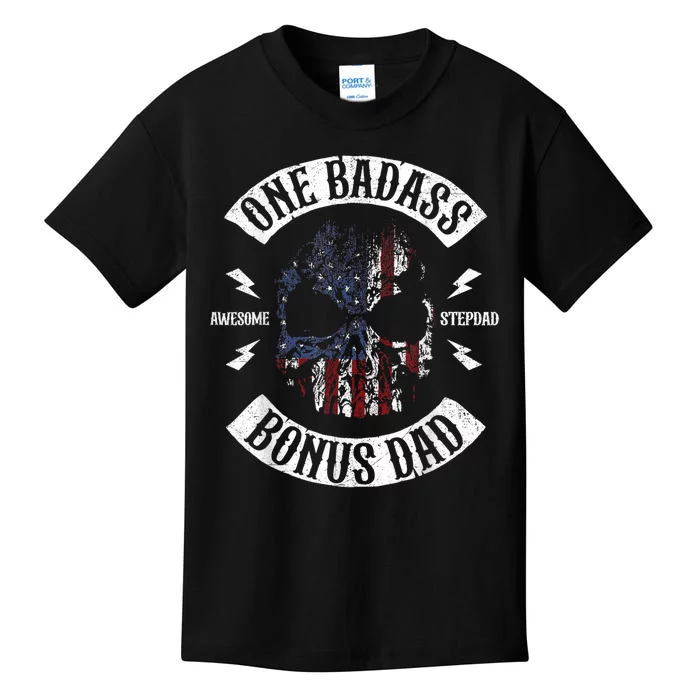 One Badass Bonus Stepdad Birthday Step Dad Fathers Day Gift Kids T-Shirt