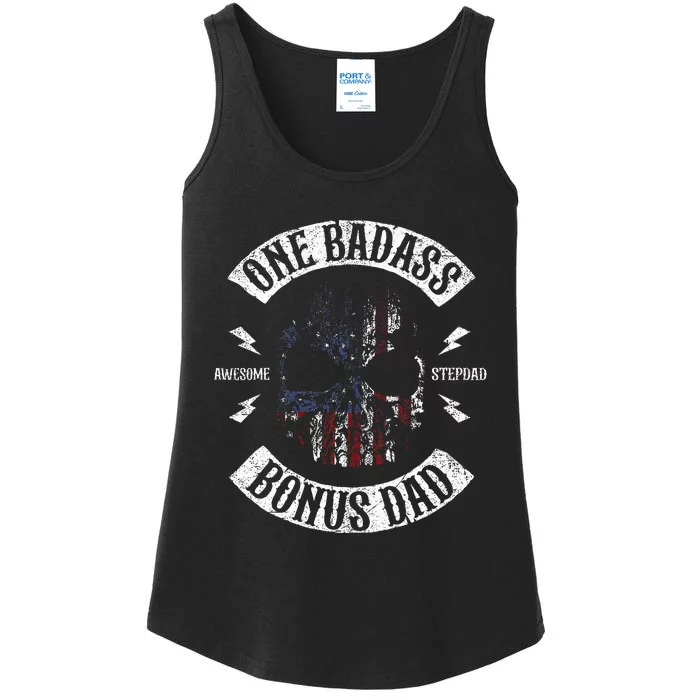 One Badass Bonus Stepdad Birthday Step Dad Fathers Day Gift Ladies Essential Tank