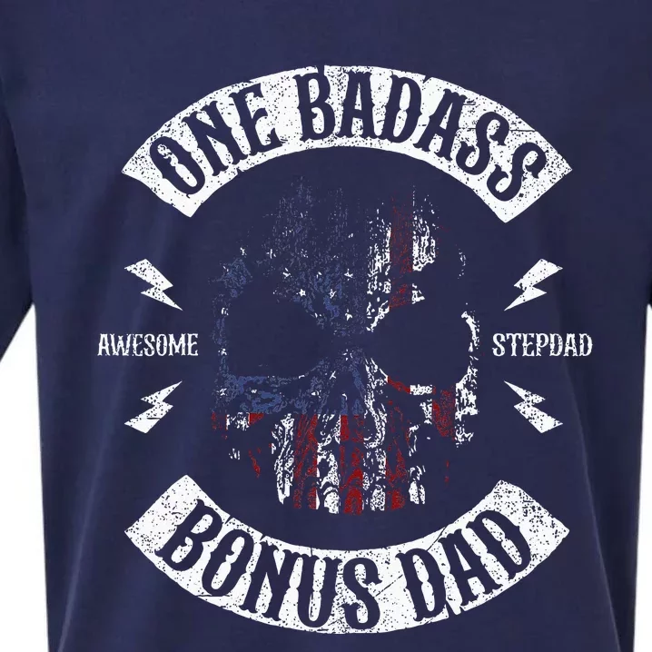 One Badass Bonus Stepdad Birthday Step Dad Fathers Day Gift Sueded Cloud Jersey T-Shirt