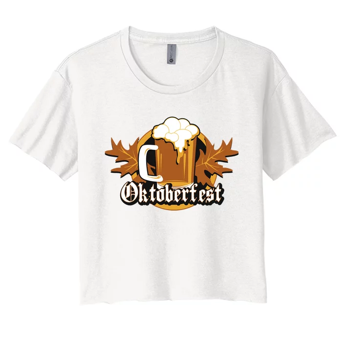 Oktoberfest Beer Celebration Logo Women's Crop Top Tee