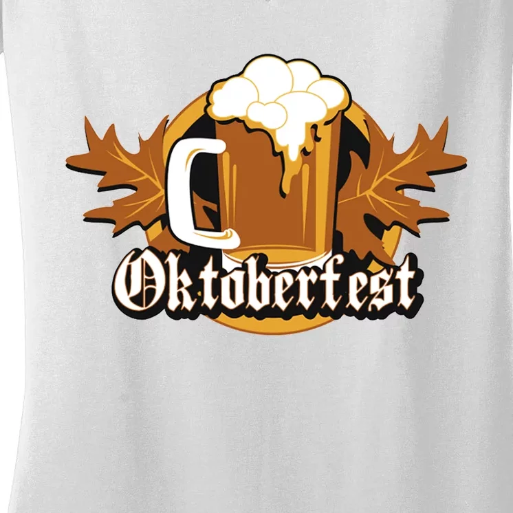 Oktoberfest Beer Celebration Logo Women's V-Neck T-Shirt