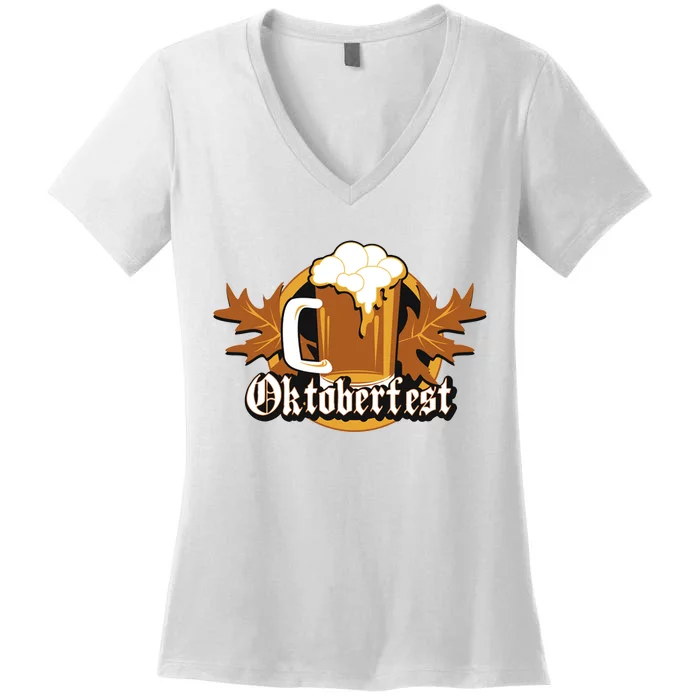 Oktoberfest Beer Celebration Logo Women's V-Neck T-Shirt