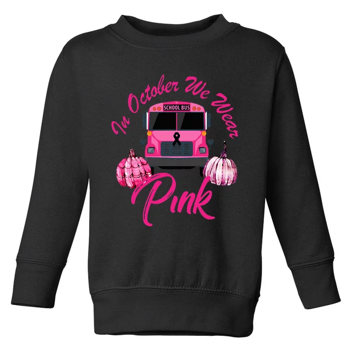 October Breast Cancer Awareness Pumpkin Halloween Toddler Sweatshirt