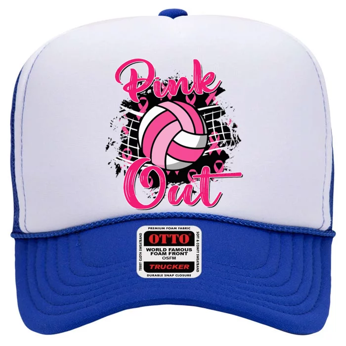 Out Breast Cancer Awareness Volleyball High Crown Mesh Trucker Hat