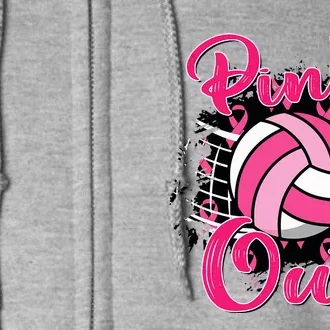 Out Breast Cancer Awareness Volleyball Full Zip Hoodie