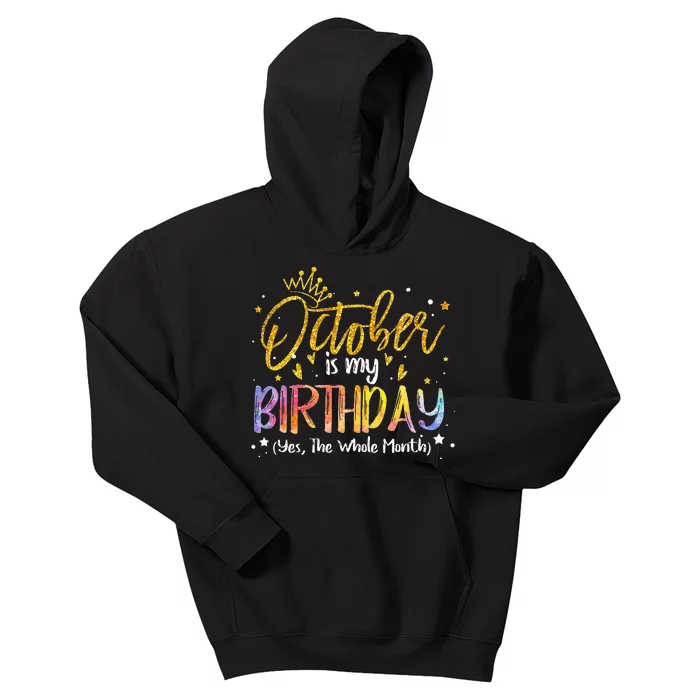 October Birthday Celebration Tie Dye Gift Kids Hoodie