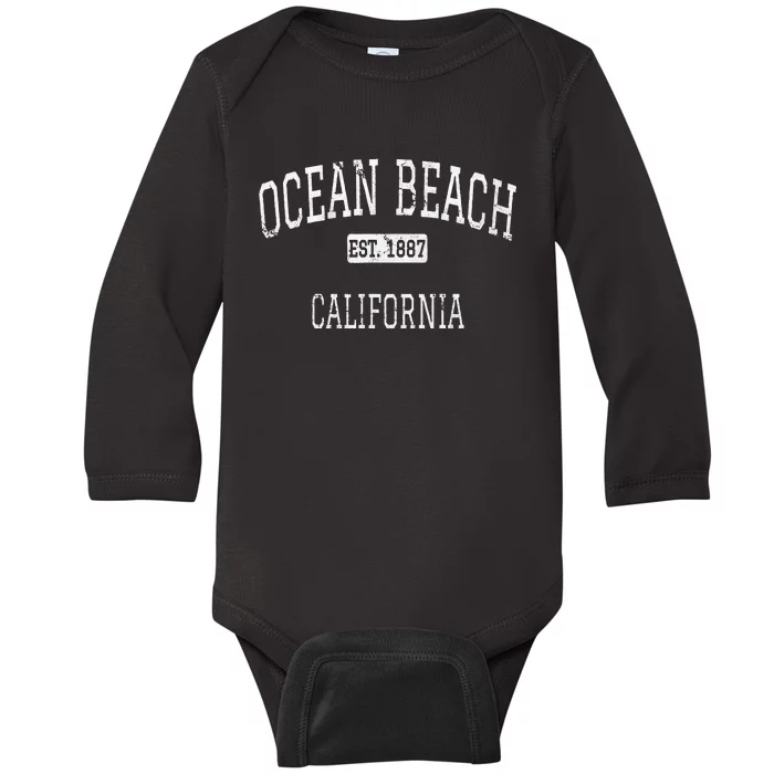 Ocean Beach California San Diego Ca Vintage Baby Long Sleeve Bodysuit