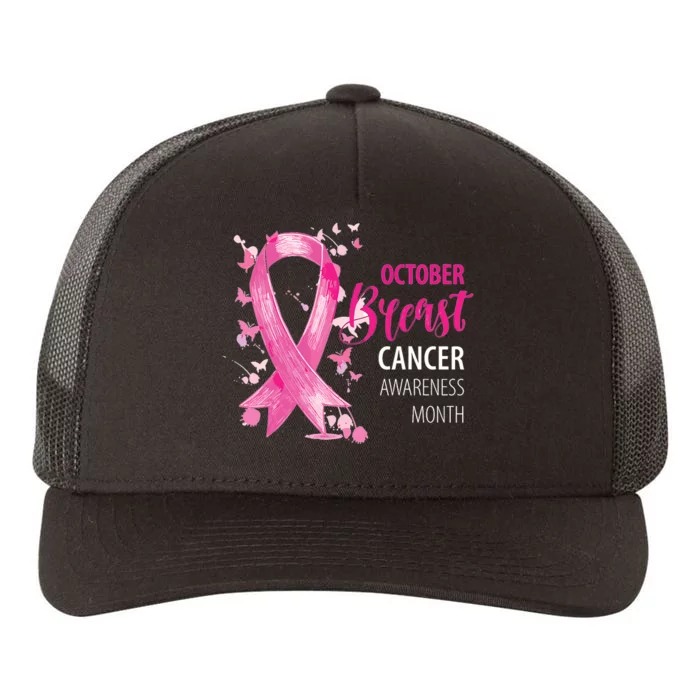 October Breast Cancer Support Pink Family Cancer Awareness Yupoong Adult 5-Panel Trucker Hat