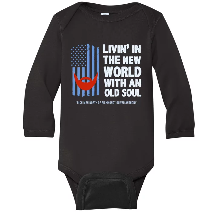 Oliver Blue Collar Anthony Rich Men North Of Richmond Flag Trendy Design Baby Long Sleeve Bodysuit