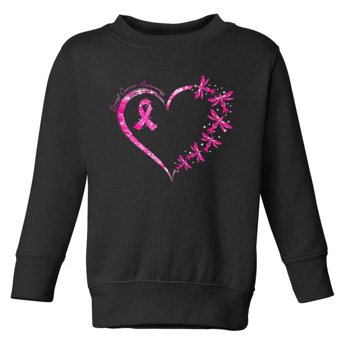 October Breast Cancer Awareness Dragonfly Toddler Sweatshirt