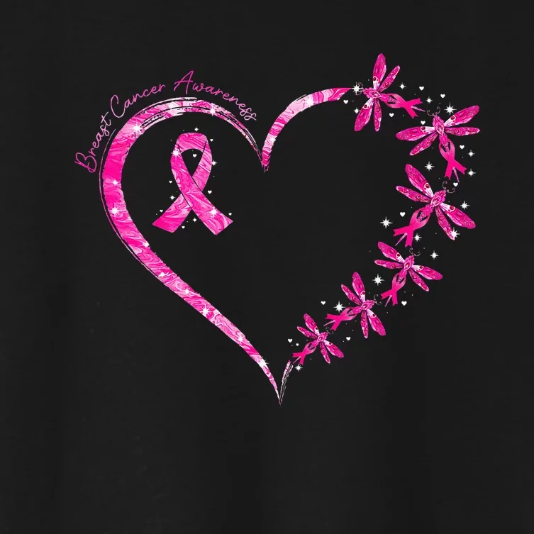 October Breast Cancer Awareness Dragonfly Women's Crop Top Tee