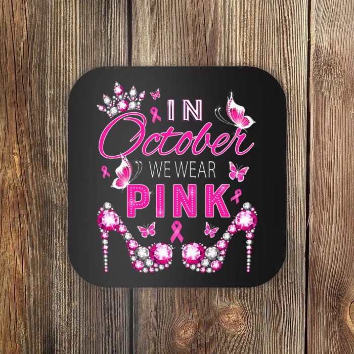 October Breast Cancer Awareness Ribbon Support Coaster