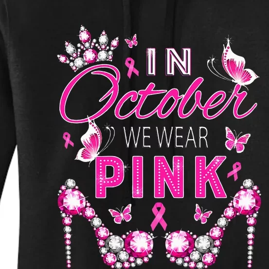 October Breast Cancer Awareness Ribbon Support Women's Pullover Hoodie