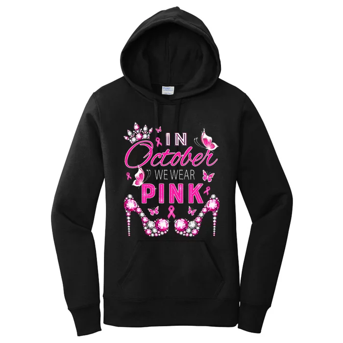 October Breast Cancer Awareness Ribbon Support Women's Pullover Hoodie