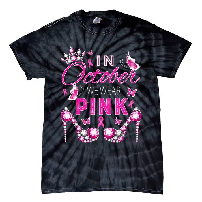 October Breast Cancer Awareness Ribbon Support Tie-Dye T-Shirt