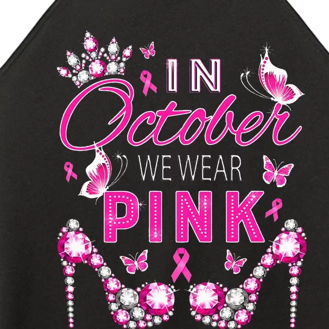 October Breast Cancer Awareness Ribbon Support Women’s Perfect Tri Rocker Tank