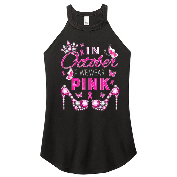 October Breast Cancer Awareness Ribbon Support Women’s Perfect Tri Rocker Tank