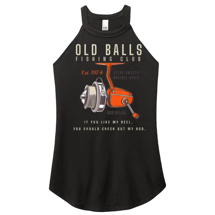 Old Balls Club Funny Born In 1974 Fishing Birthday Old Fart 50th For Fisherman Women’s Perfect Tri Rocker Tank