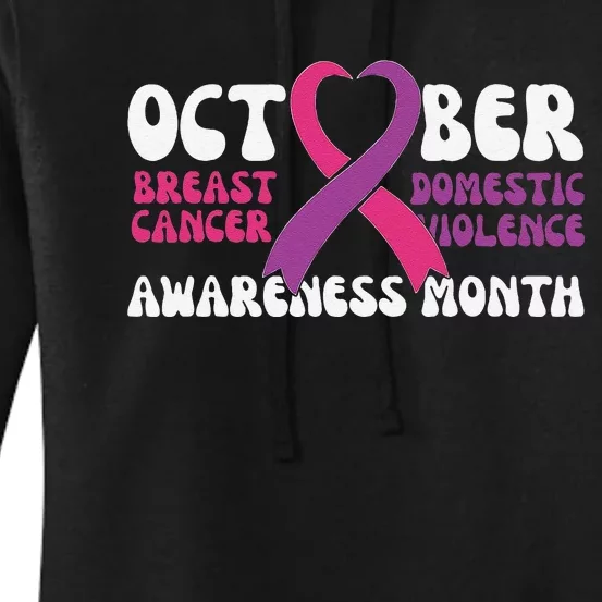 October Breast Cancer And Domestic Violence Awareness Month Women's Pullover Hoodie