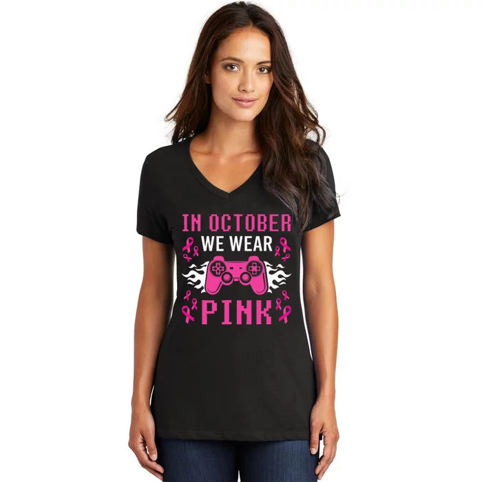 October Breast Cancer Awareness Gaming Collection Women's V-Neck T-Shirt