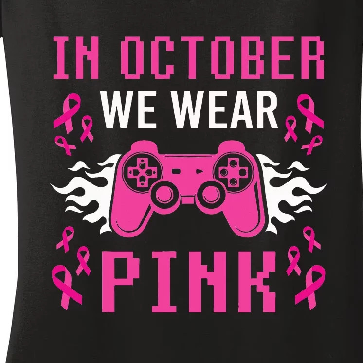 October Breast Cancer Awareness Gaming Collection Women's V-Neck T-Shirt