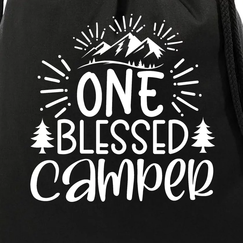 One Blessed Camper Funny Camping Drawstring Bag