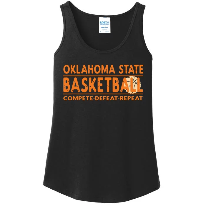 Oklahoma Basketball Compete Defeat Repeat Ladies Essential Tank