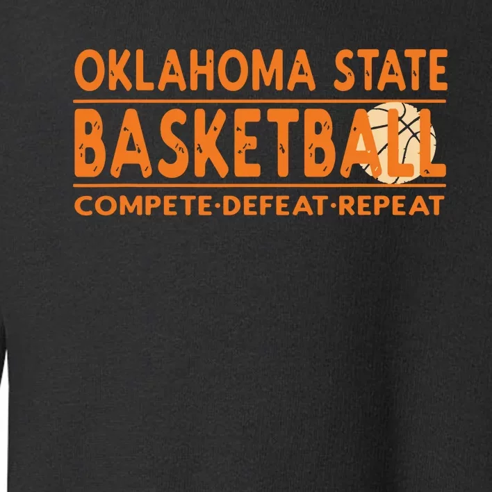 Oklahoma Basketball Compete Defeat Repeat Toddler Sweatshirt