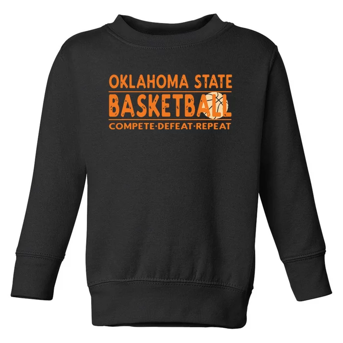 Oklahoma Basketball Compete Defeat Repeat Toddler Sweatshirt