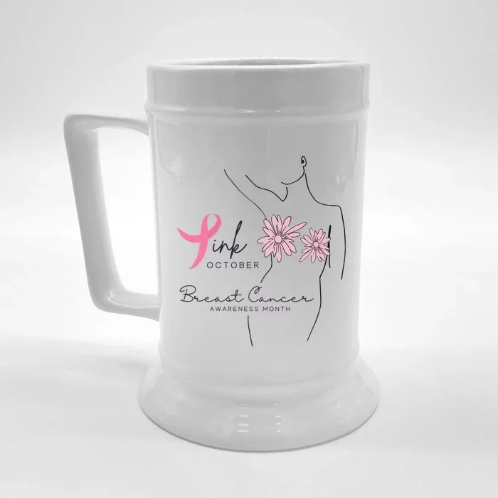 October Breast Cancer Awareness Month Front & Back Beer Stein