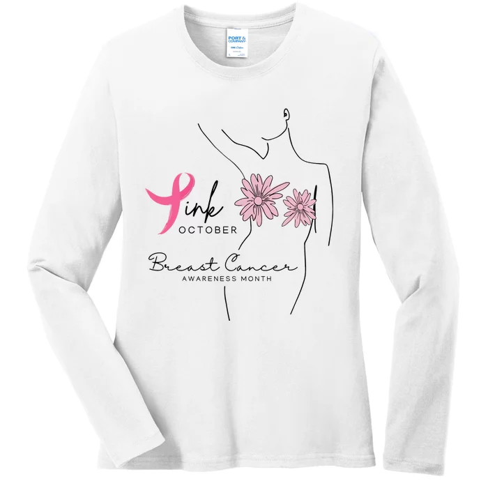 October Breast Cancer Awareness Month Ladies Long Sleeve Shirt