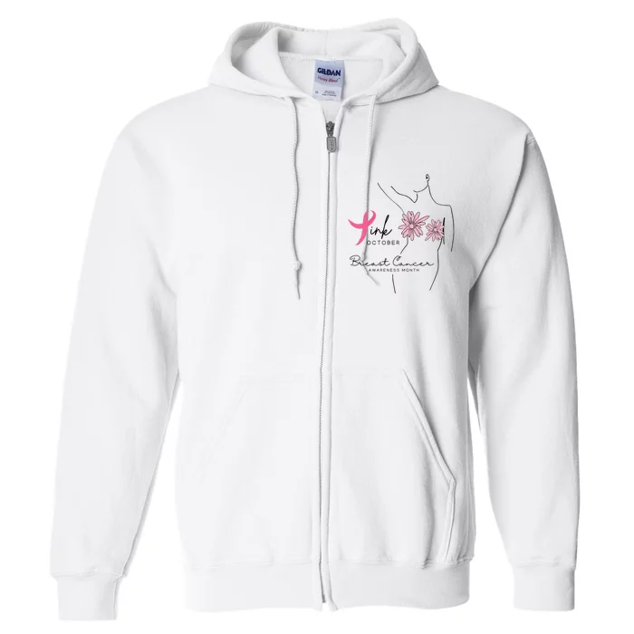 October Breast Cancer Awareness Month Full Zip Hoodie