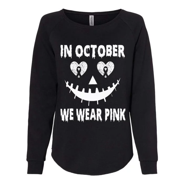 October Breast Cancer Awareness Pumpkin Halloween Womens California Wash Sweatshirt