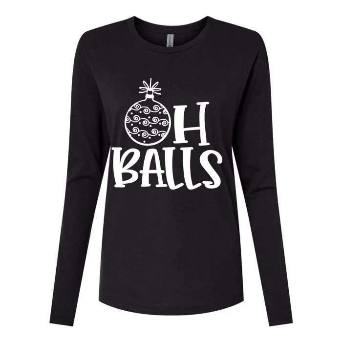 Oh Balls Decorative Xmas Balls Ornaments Christmas Vibe Gift Womens Cotton Relaxed Long Sleeve T-Shirt