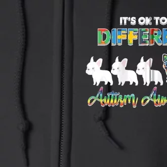 Ok Be Different Dog Puppy Puzzle Autism Awareness Autistic Zip Hoodie Full Zip Hoodie