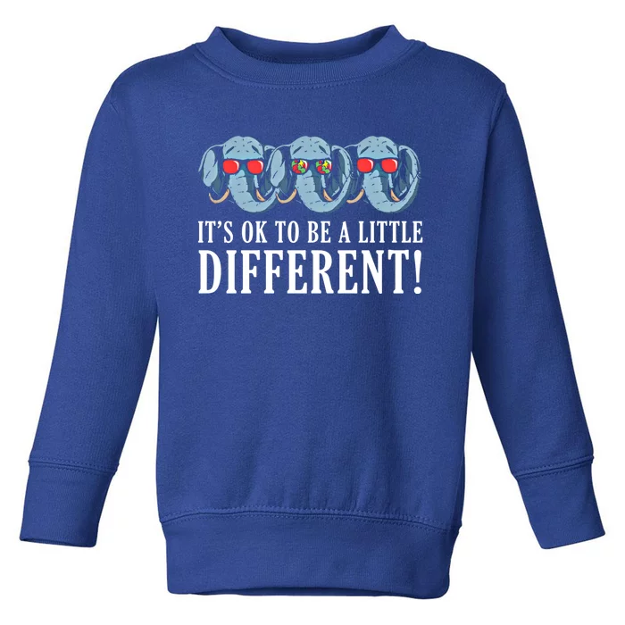 Ok Be Different Elephant Autism Awareness Autistic Support Gift Toddler Sweatshirt