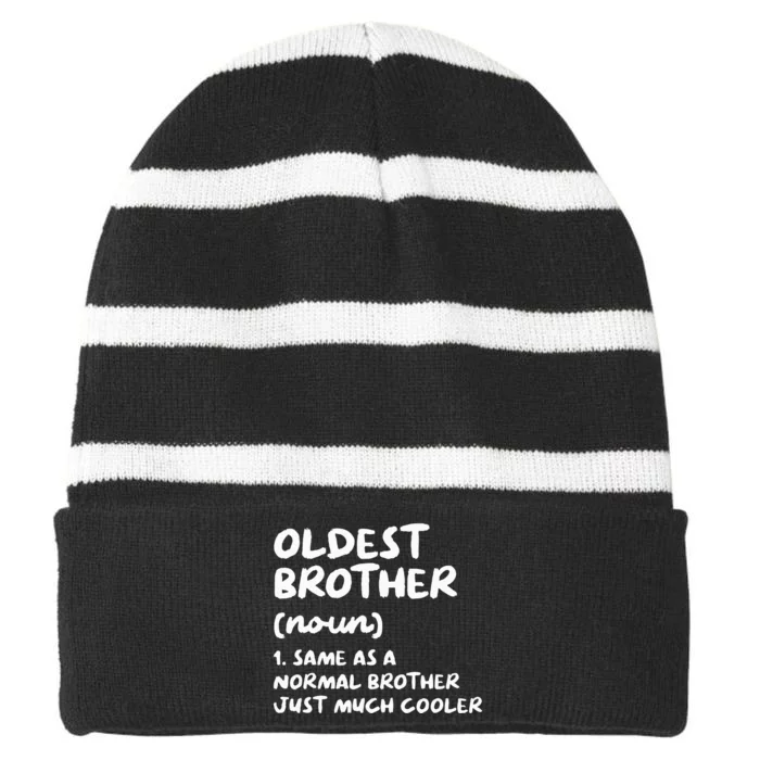 Oldest Brother Definition Funny Striped Beanie with Solid Band