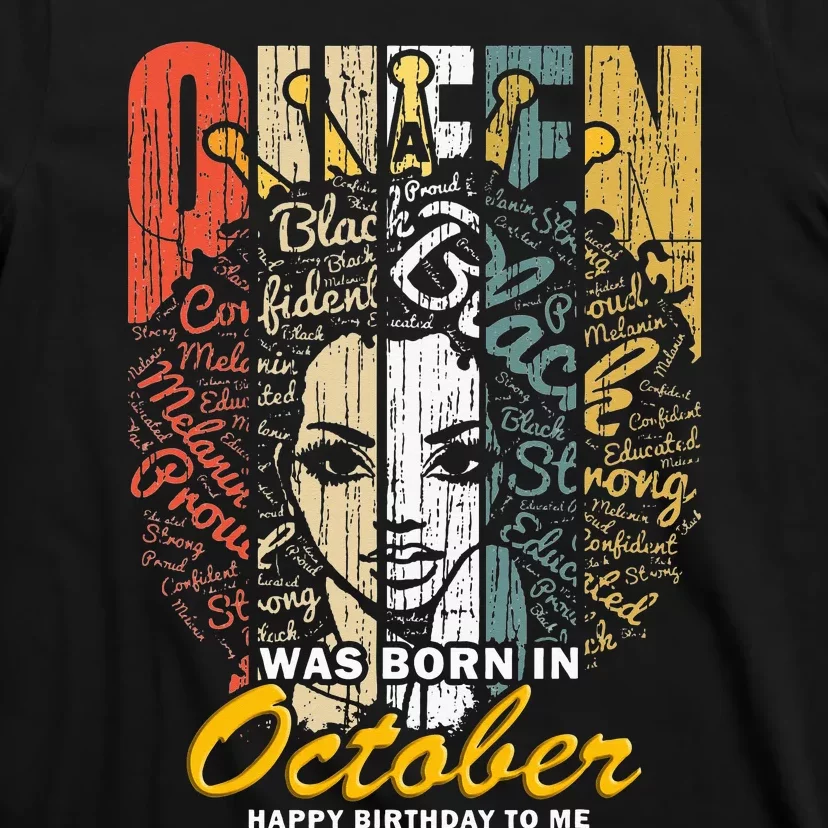 October Birthday For Women Black African Queen T-Shirt