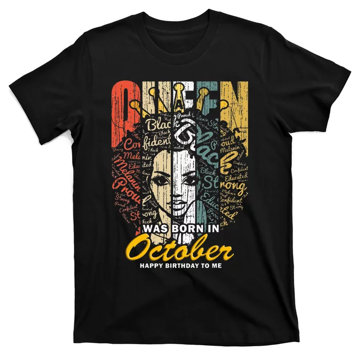 October Birthday For Women Black African Queen T-Shirt