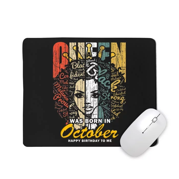 October Birthday For Women Black African Queen Mousepad