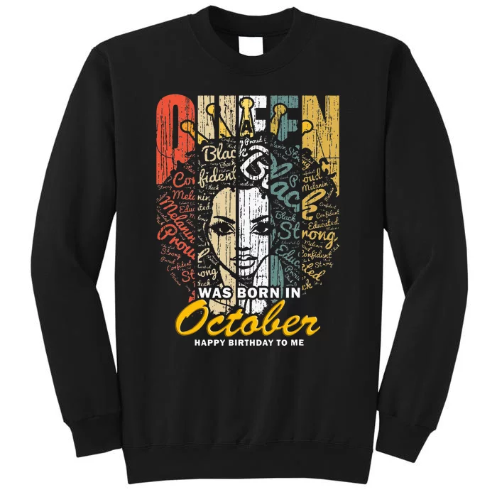 October Birthday For Women Black African Queen Tall Sweatshirt