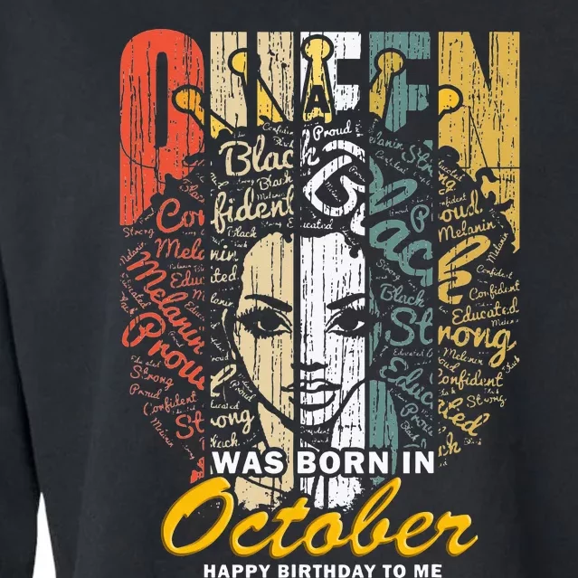 October Birthday For Women Black African Queen Cropped Pullover Crew