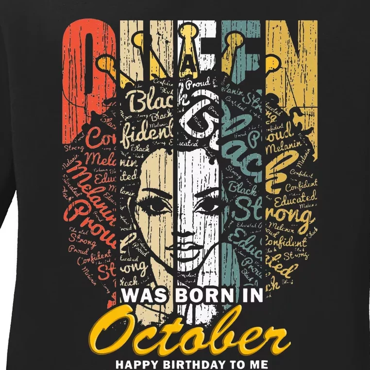 October Birthday For Women Black African Queen Ladies Long Sleeve Shirt