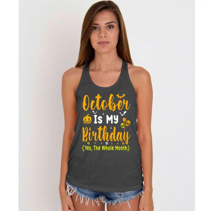 October Birthday For Women October Birthday Month Women's Knotted Racerback Tank