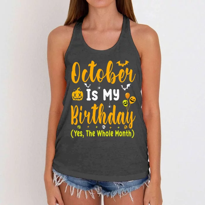 October Birthday For Women October Birthday Month Women's Knotted Racerback Tank