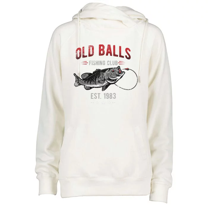 Old Balls Fishing Club Est. 1983 Or Angler Birthday Womens Funnel Neck Pullover Hood