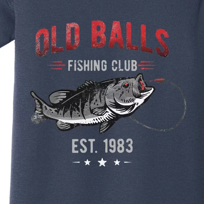 Old Balls Fishing Club Est. 1983 Or Angler Birthday Baby Bodysuit