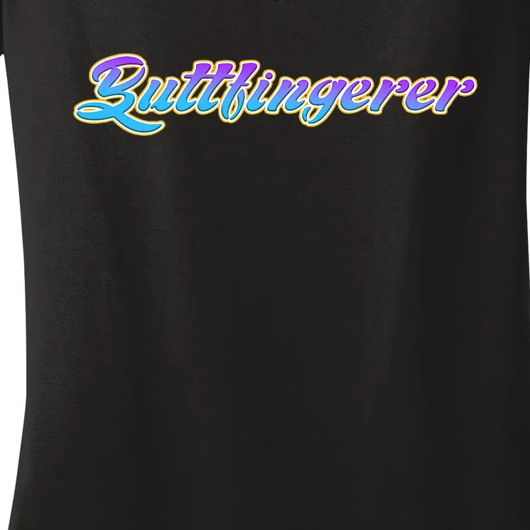 Outfit B.U.T.T.F.I.N.G.E.R.E.R Funny Bar Parody Humor S Women's V-Neck T-Shirt